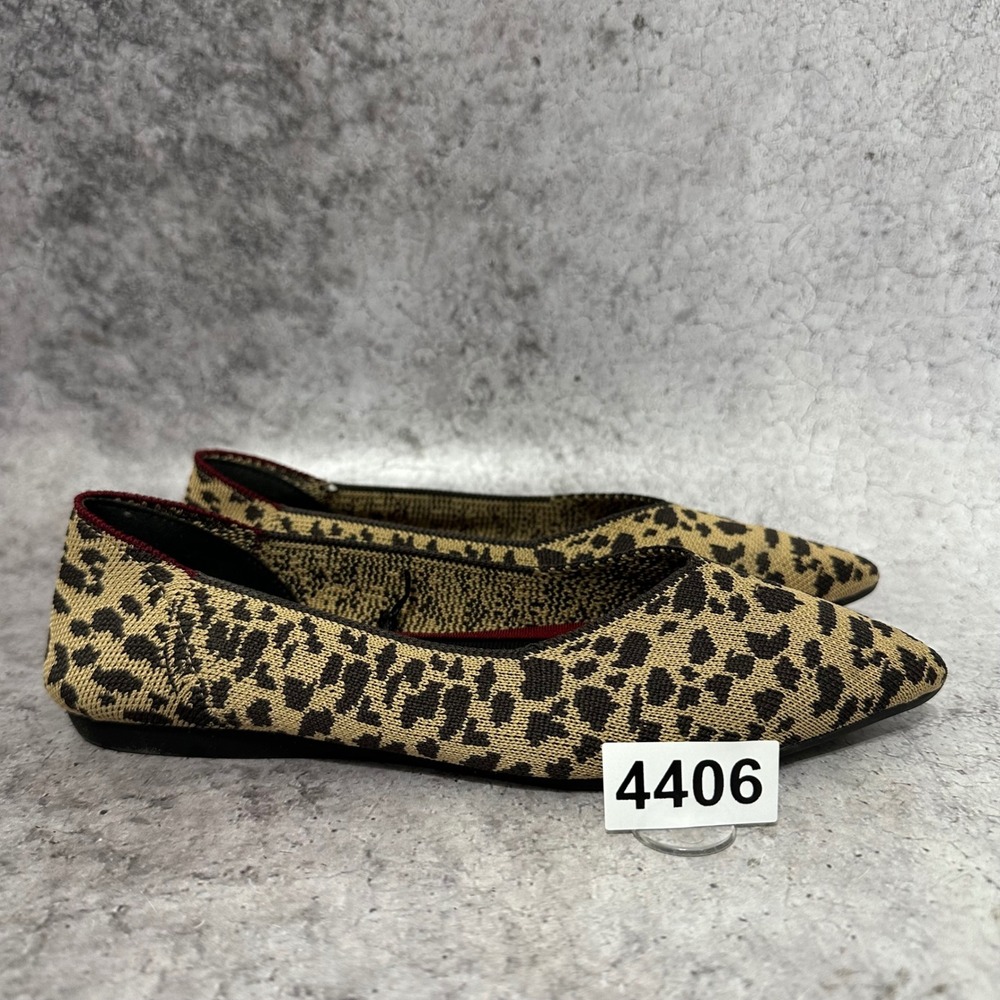 Seven7 Elsa Point Flats Womens 6 Leopard Print Fly Knit Pointed Toe Animal Print